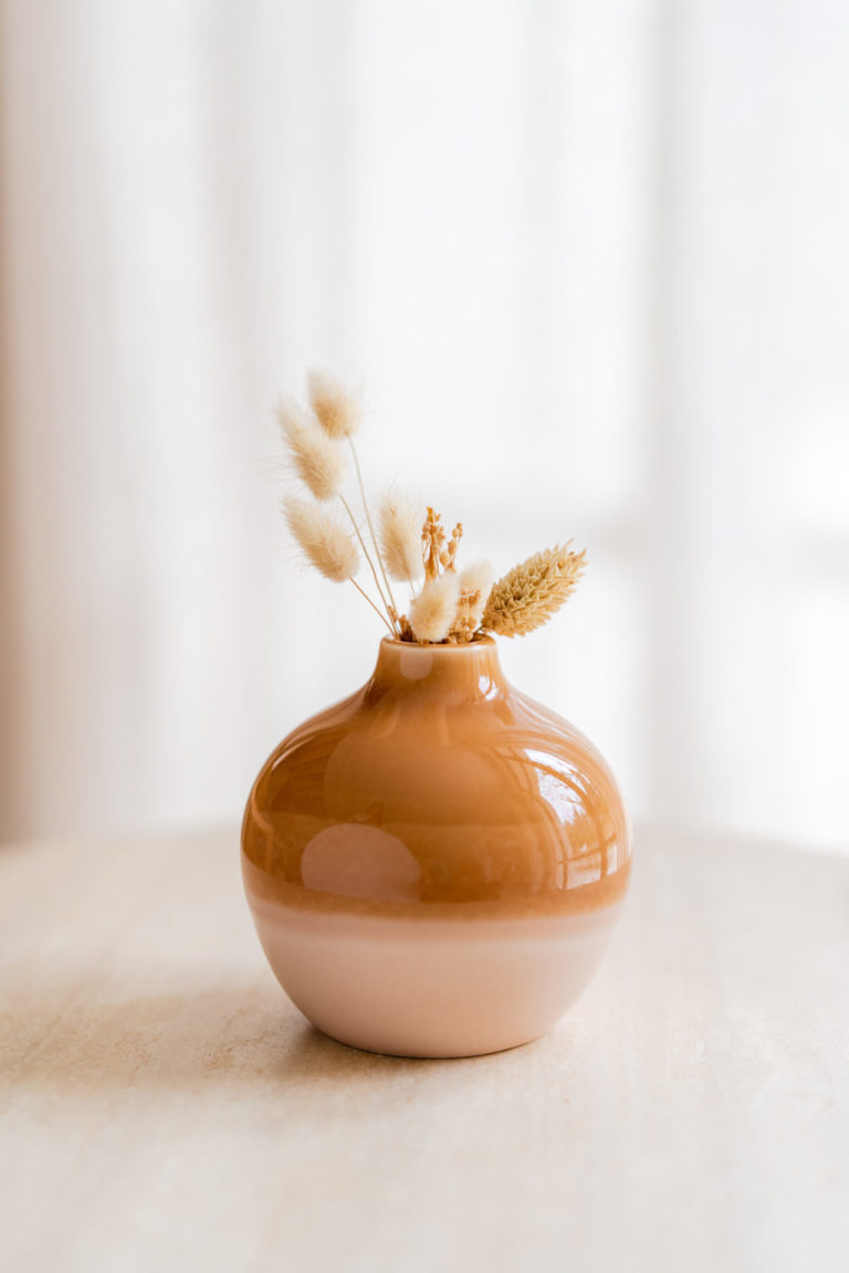 Pure.Lifestyle Vase Soliflore Haut en Céramique Blanc Ivoire Décoration