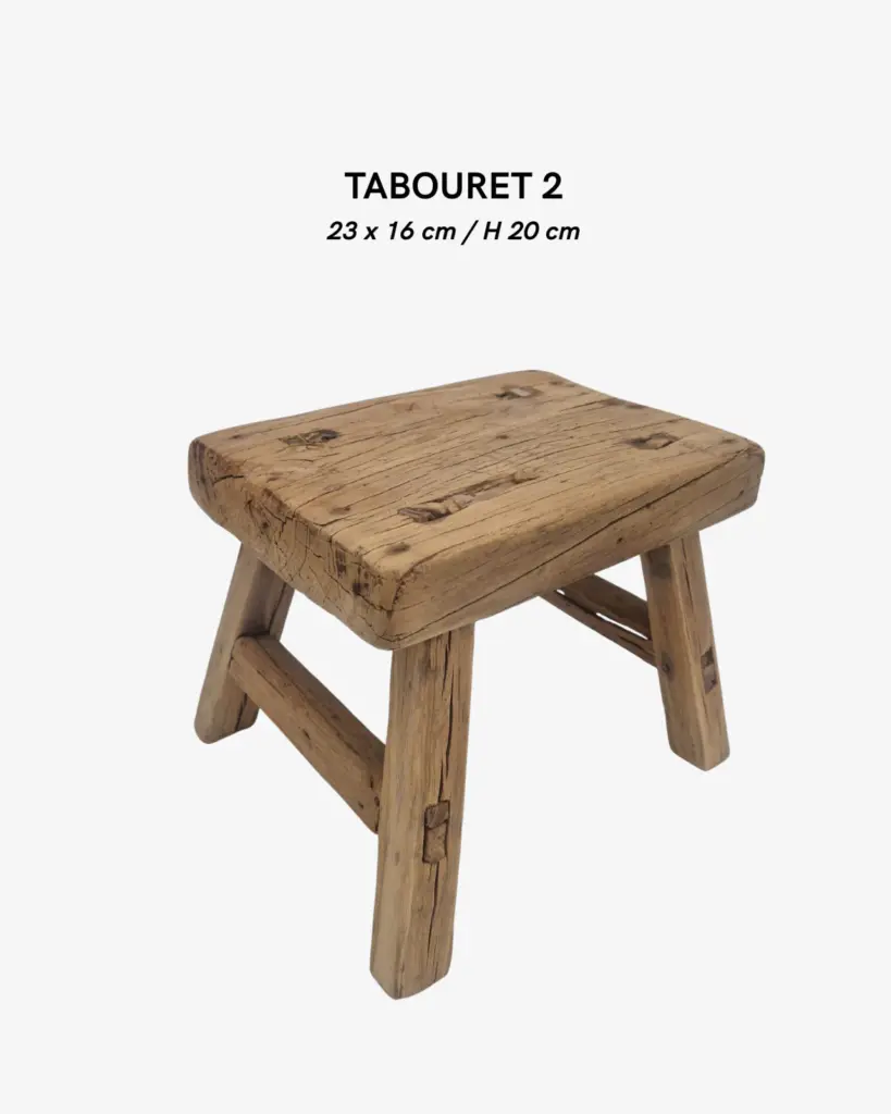 Ancien petit tabouret en bois de pin brut Années 60 Brutaliste Vintage